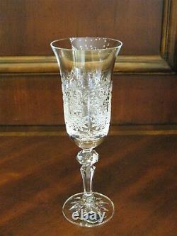 Bohemian Czech Vintage Crystal Champagne Glass 150 ml set 6 Hand Cut Queen Lace