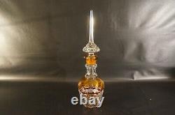 Bohemian Decanter Crystal Cut To Clear With Flower