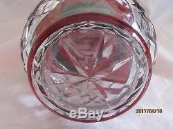 Bohemian Glass Large Ruby Red Cut to Clear Decanter