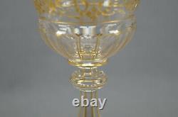 Bohemian Moser Type Engraved & Gilt Art Nouveau Floral Cut Glass Claret Wine A