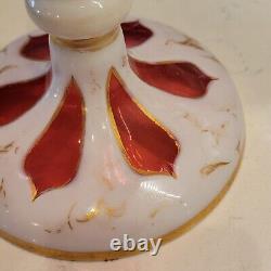 Bohemian Ruby And White Mantle Luster Cut To Cranberry Glass Circa 1890 READ
