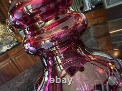 Bohemian Ruby Cut to Clear Crystal Decanter WithStopper Etched Detail Floral MINT