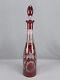 Bohemian Ruby Flashed Towers Stag Birds Scrollwork Cut Glass Decanter C1890-1910