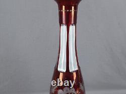 Bohemian Ruby Flashed Towers Stag Birds Scrollwork Cut Glass Decanter C1890-1910