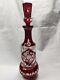 Bohemian Ruby Red Cut To Clear Antique Large Decanter