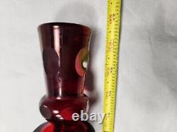 Bohemian Ruby Red Cut to Clear Antique Large Decanter