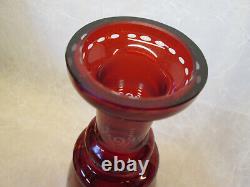 Bohemian Ruby Red Cut to Clear Decanter Bottle Stopper Egermann Czech Elk Forest
