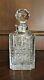 Bohemian Vintage Czech Crystal 80 Ml Square Whisky Bottle Hand-cut Queen Lace