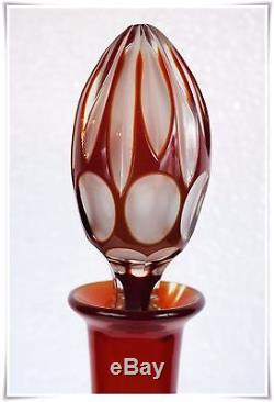 Bohemian red hand cut crystal glass decanter Ref. 9160