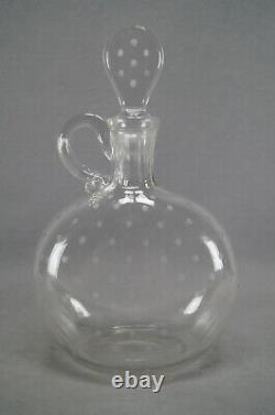 Boston & Sandwich Engraved Dots & Cut Flint Glass Brandy Decanter C. 1870-1880s