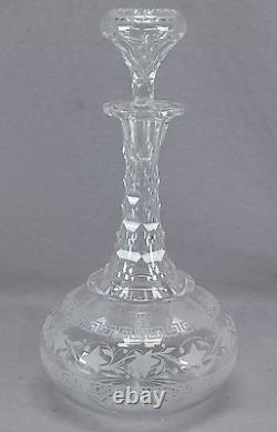 Boston & Sandwich Engraved Greek Key & Ivy Cut Flint Glass Decanter C. 1860-1870