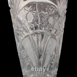 Brilliant American Hand Cut Glass Heavy Antique Crystal 24% Lead Vase 10