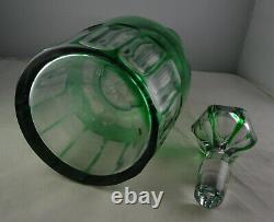 Brilliant Antique Green Cut to Clear Glass Decanter withStopper