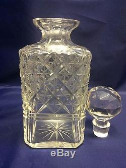 Brilliant Cut Glass Crystal Liquor Decanter Bottles with Stopper Pair
