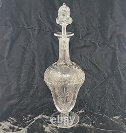 British Stourbridge Cut Flower Acorn Stopper Decanter 11 1/2