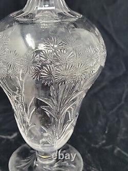 British Stourbridge Cut Flower Acorn Stopper Decanter 11 1/2