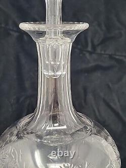 British Stourbridge Cut Flower Acorn Stopper Decanter 11 1/2