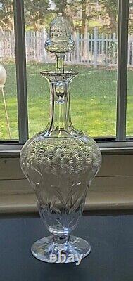 British Stourbridge Cut Flower Acorn Stopper Decanter 11 1/2