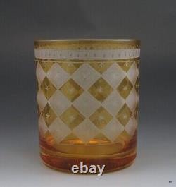 C1800-1825 Beautiful Antique Bohemian Cut Amber Frosted Glass Tumbler Cup