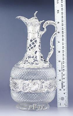 C1900 German Silver Overlay Cut Glass Bottle / Decanter by Storck & Sinsheimer