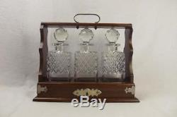 C1930 Three Piece Tantalus Set With Cut Glass Decanters