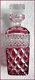 Cranberry Red Pink Square Whiskey Decanter Cut To Clear Crystal Germany Beyer