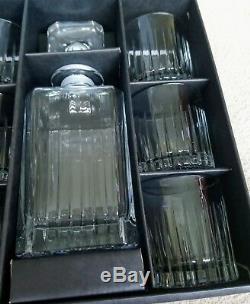 CRYSTAL Glass Boxed 7 Piece Whisky Spirit Decanter & 6 Glasses Gift Set BNIB