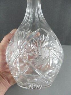 CUT LEAD CRYSTAL LIQUOR GLASS DECANTER withSTOPPER SILVER HALLMARKED R&D 12 VTG