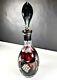 Czech Bohemian Ruby Cut To Clear Crystal Decanter Grape 14 Tall With Stopper