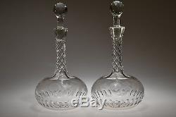 C. 1876 American Or English Engraved And Cut Pair Of Award Decanter Flint Glass