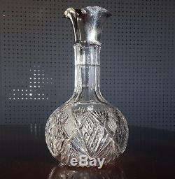 C. 1878 Antique ABP Howard co. Sterling BRILLIANT Cut Glass decanter carafe