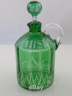 C. 1900 Cut Clear & Green Glass Whiskey Decanter