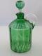 C. 1900 Cut Clear & Green Glass Whiskey Decanter