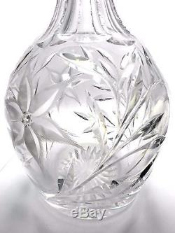 Canastota Glass Diamond Poinsettia 12+ Decanter with Stopper and Glass Tumbler