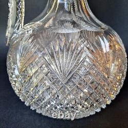 Carafe Crystal Cut Glass American Brilliant ABP Handled 12 Strawberry and Fan