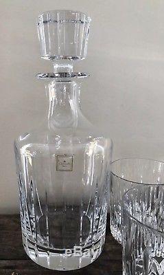 Christofle France Iriana Cut Crystal Decanter & 4 Whiskey Glasses Barware $820