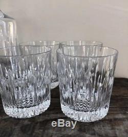 Christofle France Iriana Cut Crystal Decanter & 4 Whiskey Glasses Barware $820