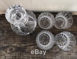 Christofle France Iriana Cut Crystal Decanter & 4 Whiskey Glasses Barware $820