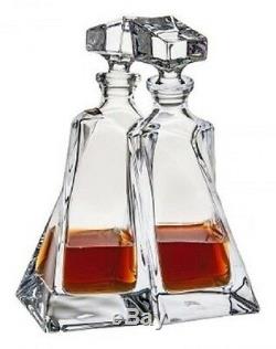 Clear Bohemian Crystal Glass Lovers Decanter Gift Set, Transparent