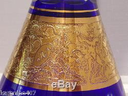 Cobalt Blue Crystal Liquor Decanter Gold Accent Design Exceptional