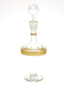 Continental Hand Cut & Polished Crystal Decanter Gold Encrusted, 20th Century