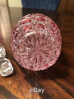 Cranberry Cut to clear deep rich cranberry hob diamond decanter