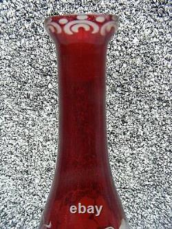 Cranberry Glass Decanter Grape Vine