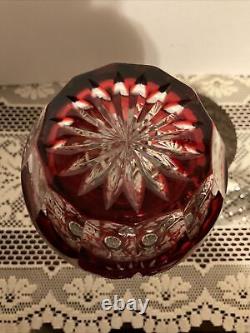 Cranberry Red Cut To Clear Crystal Liquor Decanter Stopper