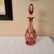 Cranberry Ruby Cut To Clear Crystal Decanter Rare 1960s Mint