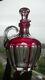 Cranberry Cut To Clear Whiskey Jug Decanter Pattern Libbey Hawkes Hoare Era