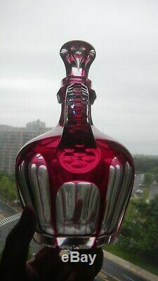 Cranberry cut to clear WHISKEY jug decanter pattern Libbey Hawkes Hoare era