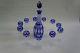 Crystal Cobalt Blue Cut To Clear Czech Bohemian Set Decanter And Eleven Cup