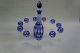 Crystal Cobalt Blue Cut To Clear Czech Bohemian Set Decanter And Eleven Cup