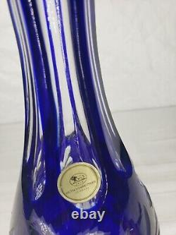 Crystal Cobalt Cut To Clear Bohemian Decanter Hutschenreuther Germany